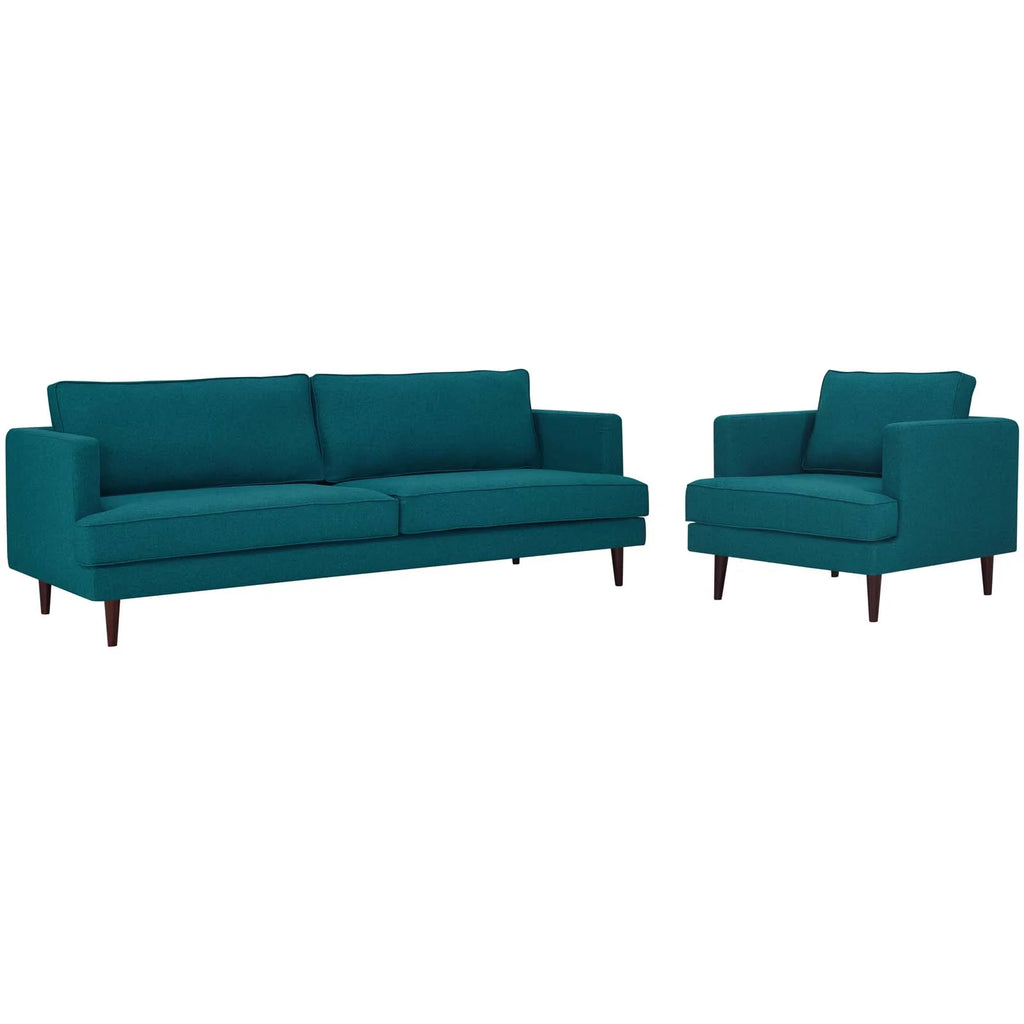 Teal Upholstered Fabric Sofa and Armchair Set N770270