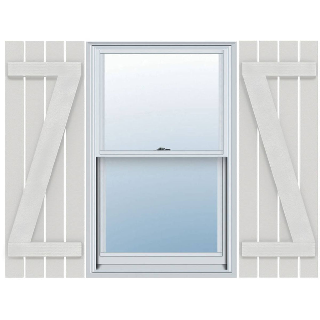 Rustic Four Board Spaced Board-n-Batten Faux Wood Shutters (Per Pair) L81010