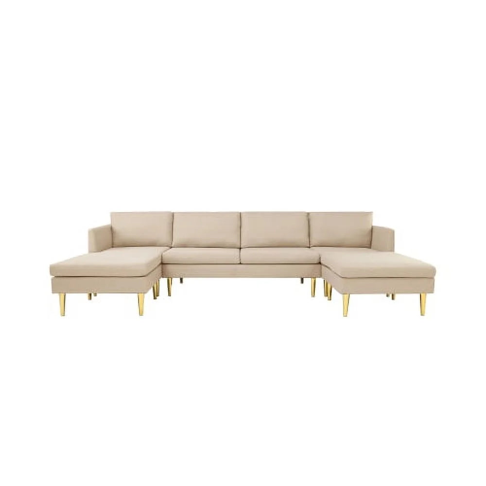Modern Convertible Polyester Sectional Sofa with Ottoman Q7582