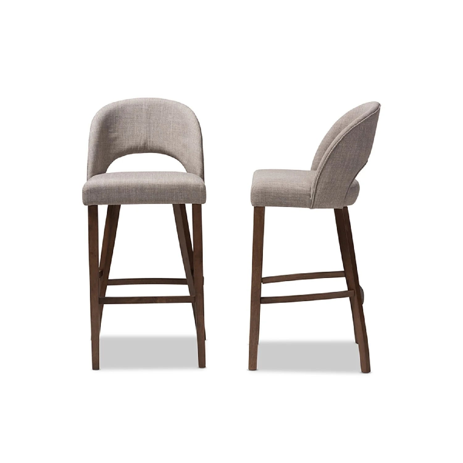Light Grey Fabric Upholstered Wood Bar Stool Set of 2 W121401