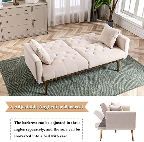 White Teddy Upholstered Futon Sofa Bed with 3 Adjustable Positions R1262