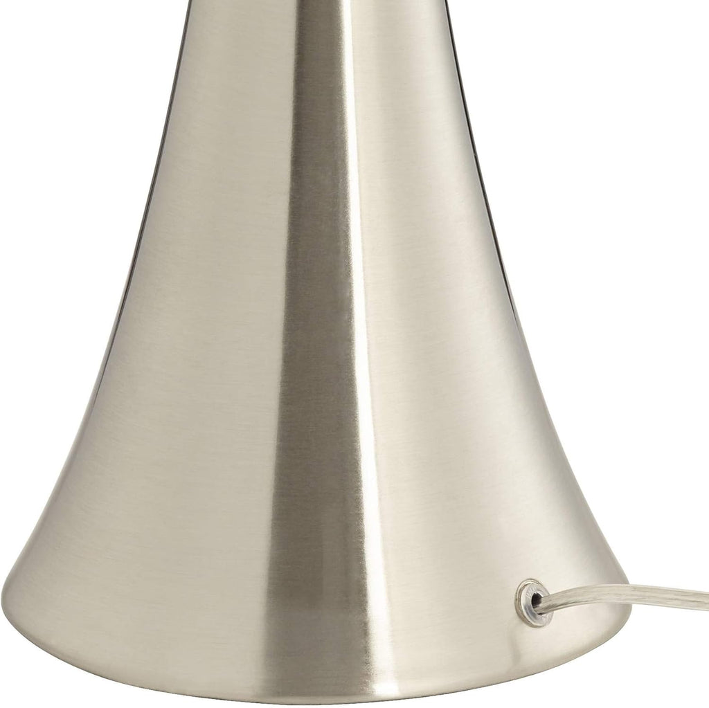 Silver Metal White Fabric Drum Table Lamps Set of 2 B1630