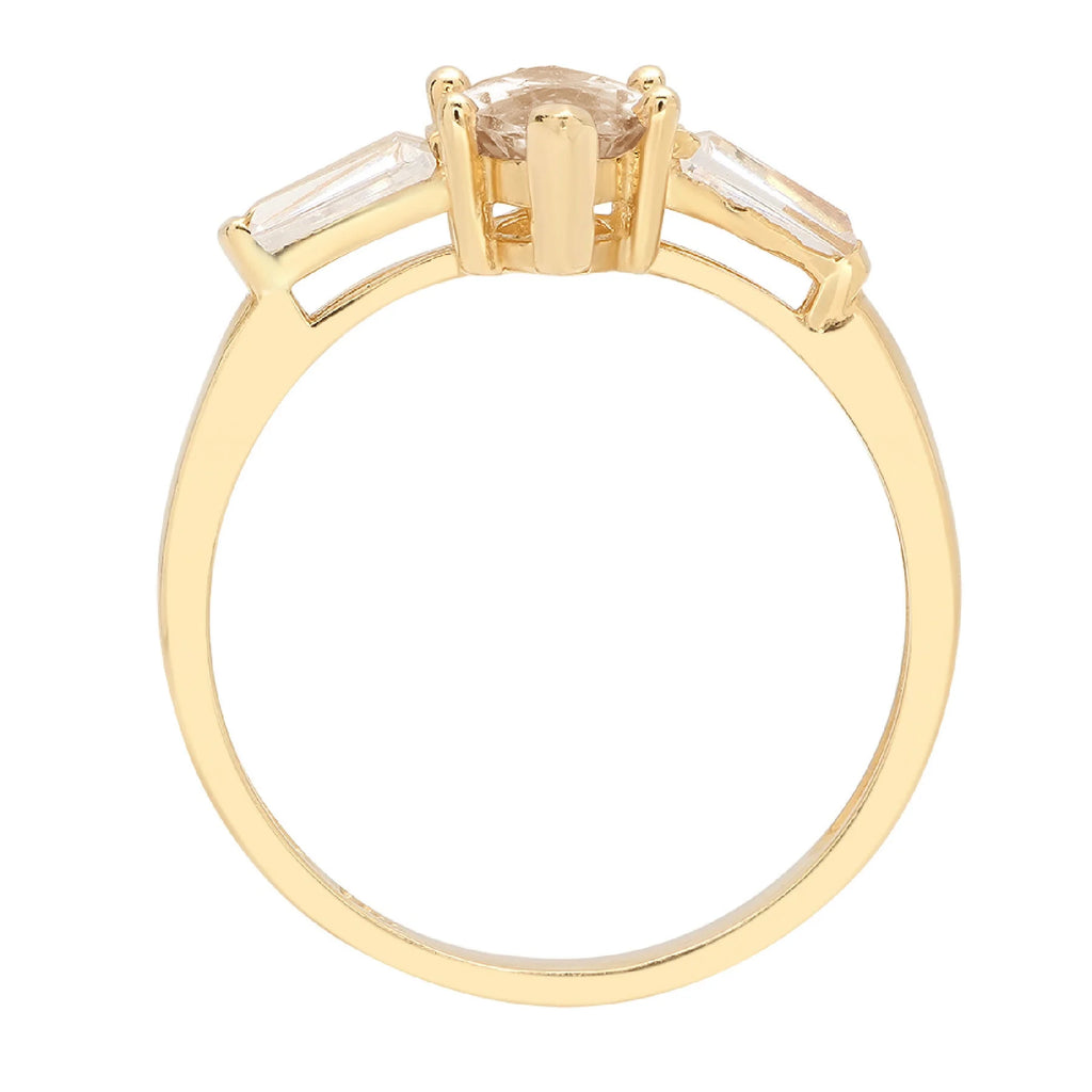 2.0ct Marquise Cut Champagne Simulated Diamond 18k Yellow Gold 3 Stone Ring D8527