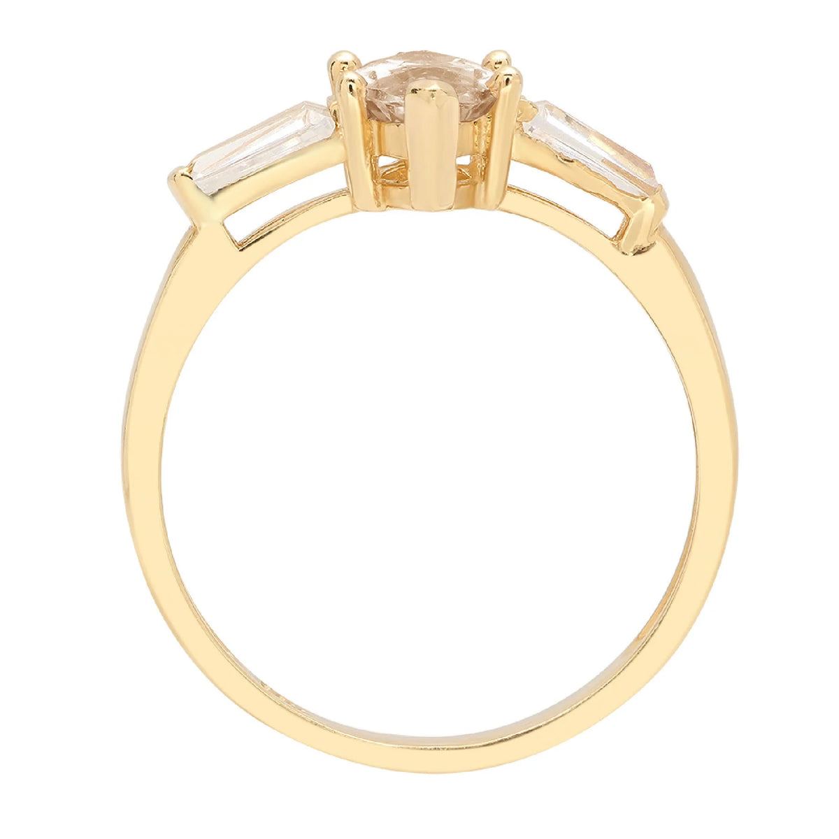 2.0ct Marquise Cut Champagne Simulated Diamond 18k Yellow Gold 3 Stone Ring D8527