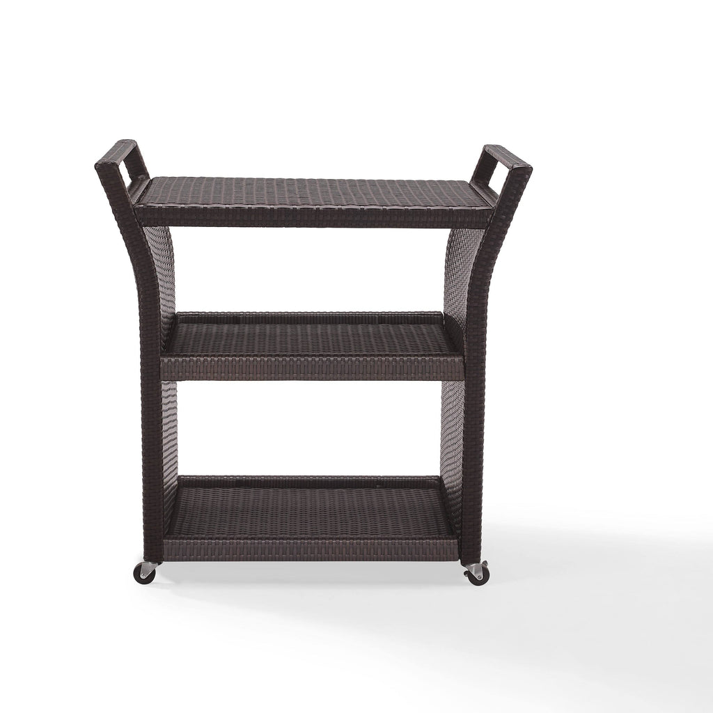 Brown Wicker Bar Cart P76387
