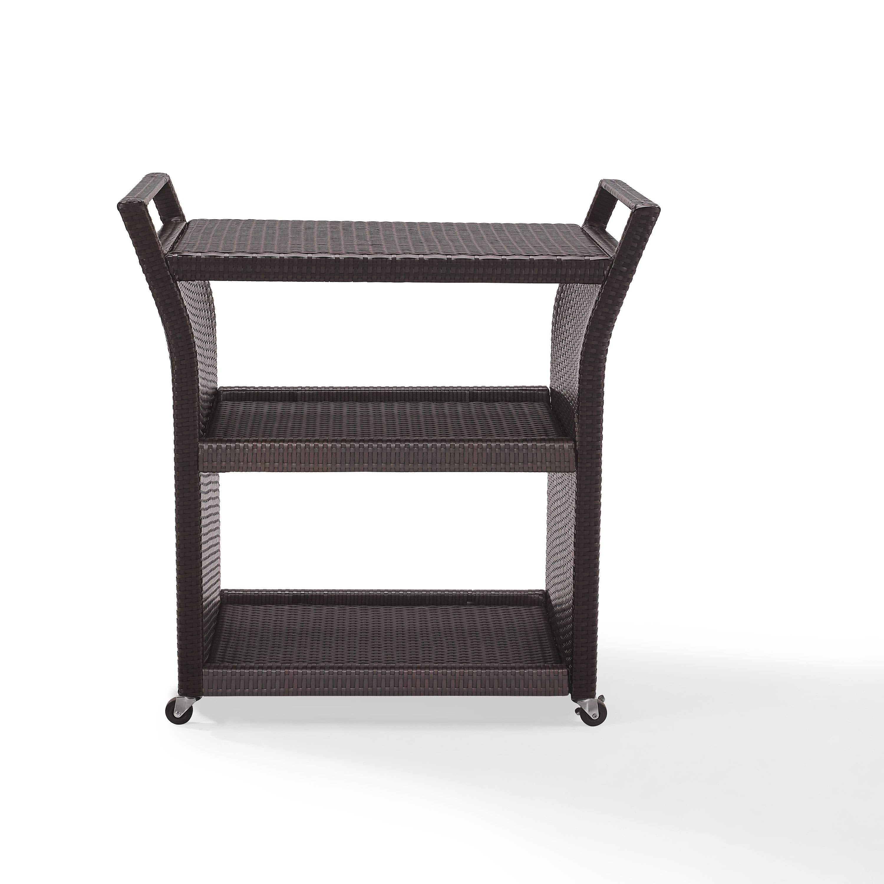 Brown Wicker Bar Cart P76387