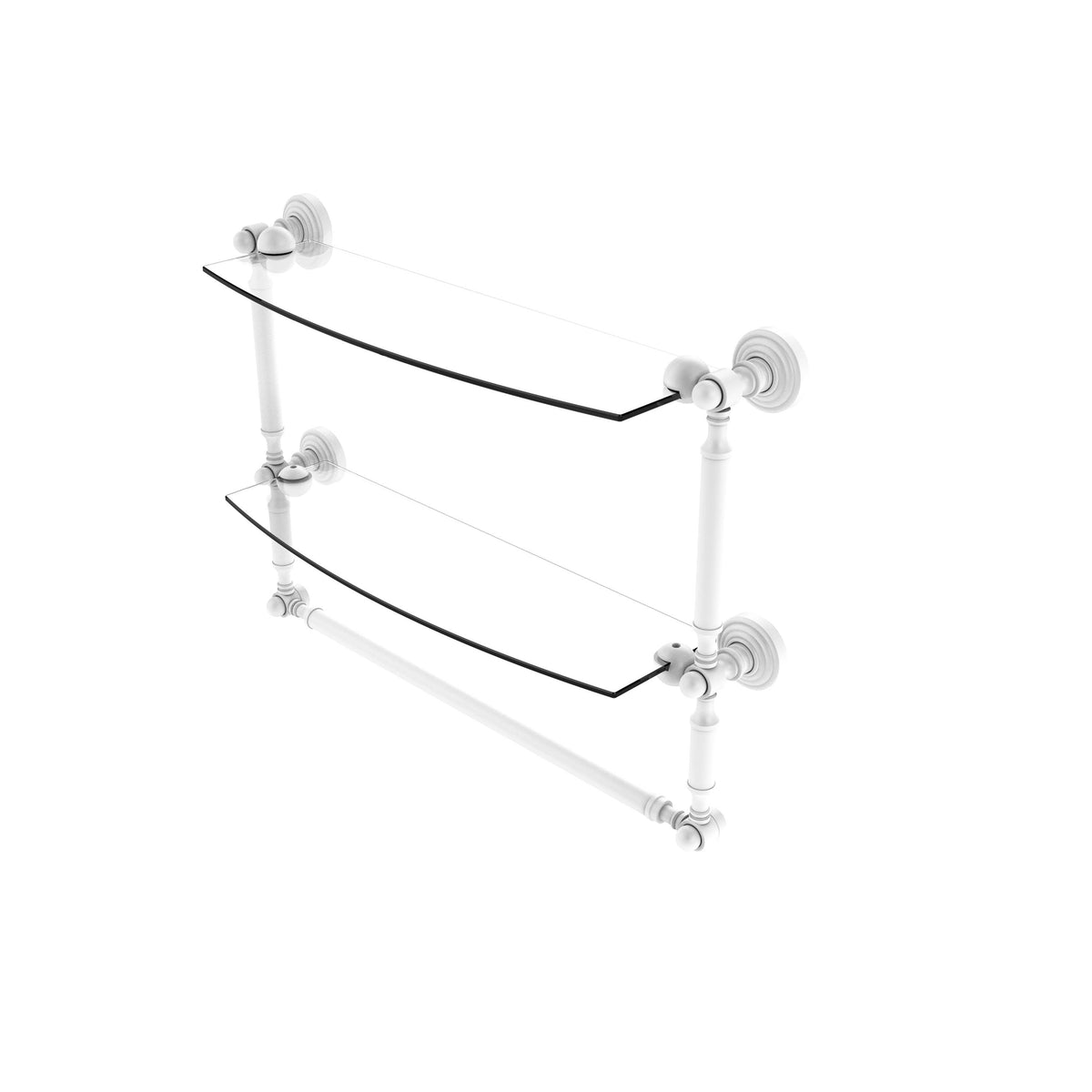 Two Tiered Glass Shelf with Towel Bar - Venetian Bronze - 18 inch U983