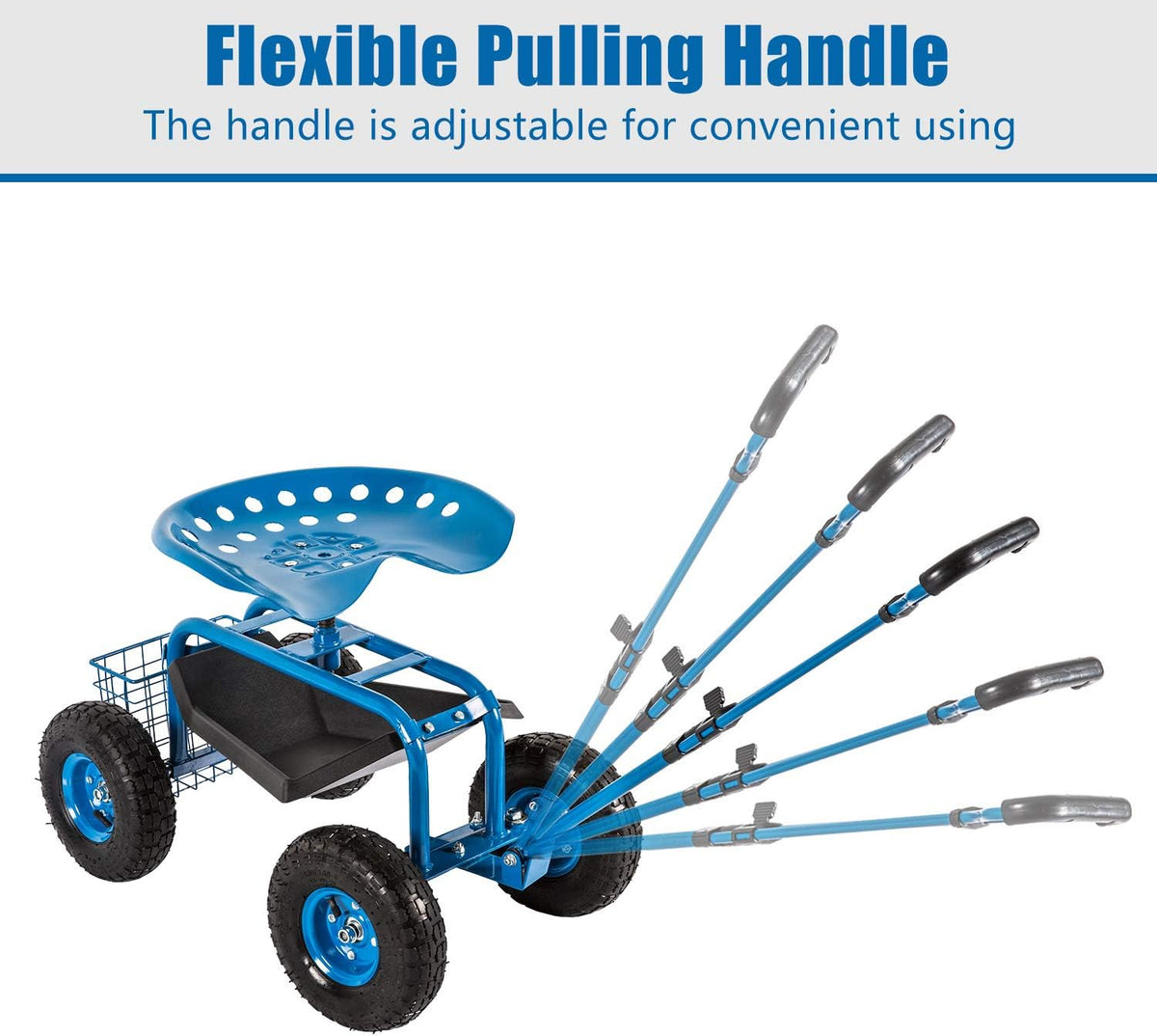 Heavy Duty Rolling Garden Cart with Extendable Steer Handle B52757