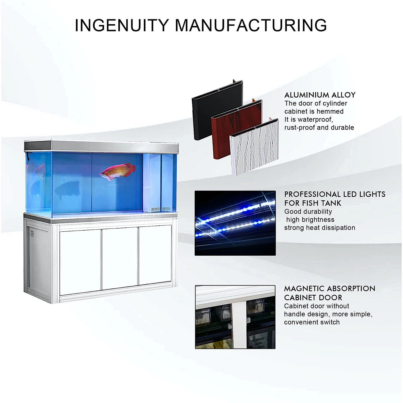 200 Gallon Tempered Glass All-in-one Aquarium White and Silver L71429