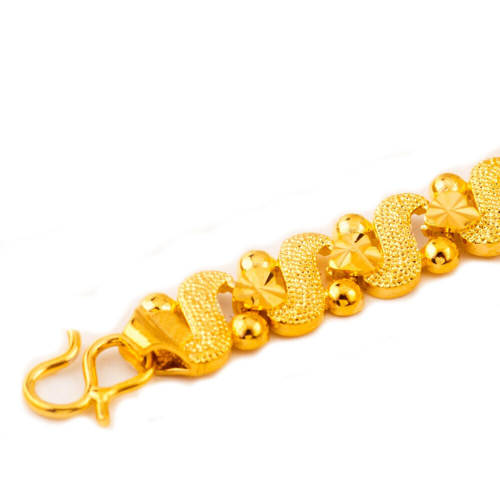 18k Gold Filled Over Silver Linked Heart Chain Bracelet Small 7-1/4" U2173