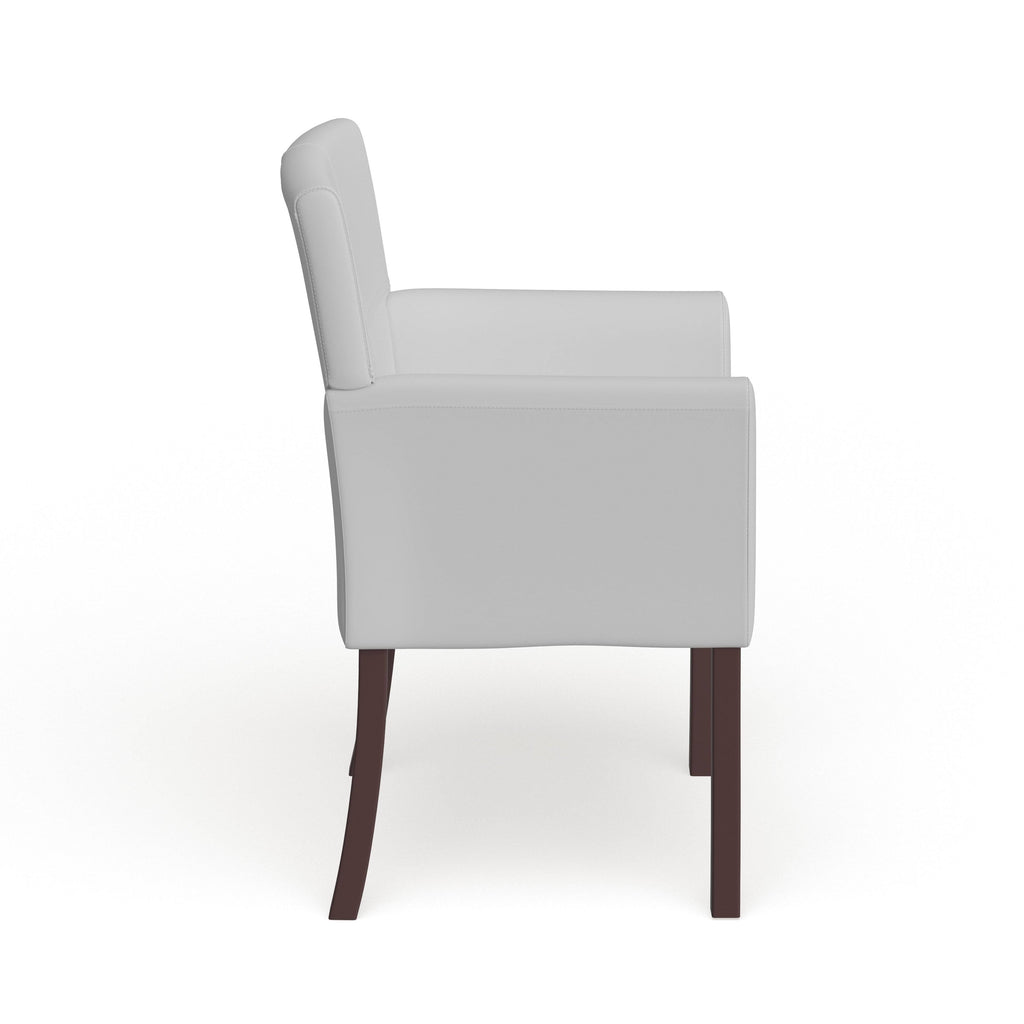 White Executive Side Reception Chair with Mahogany Legs W467145