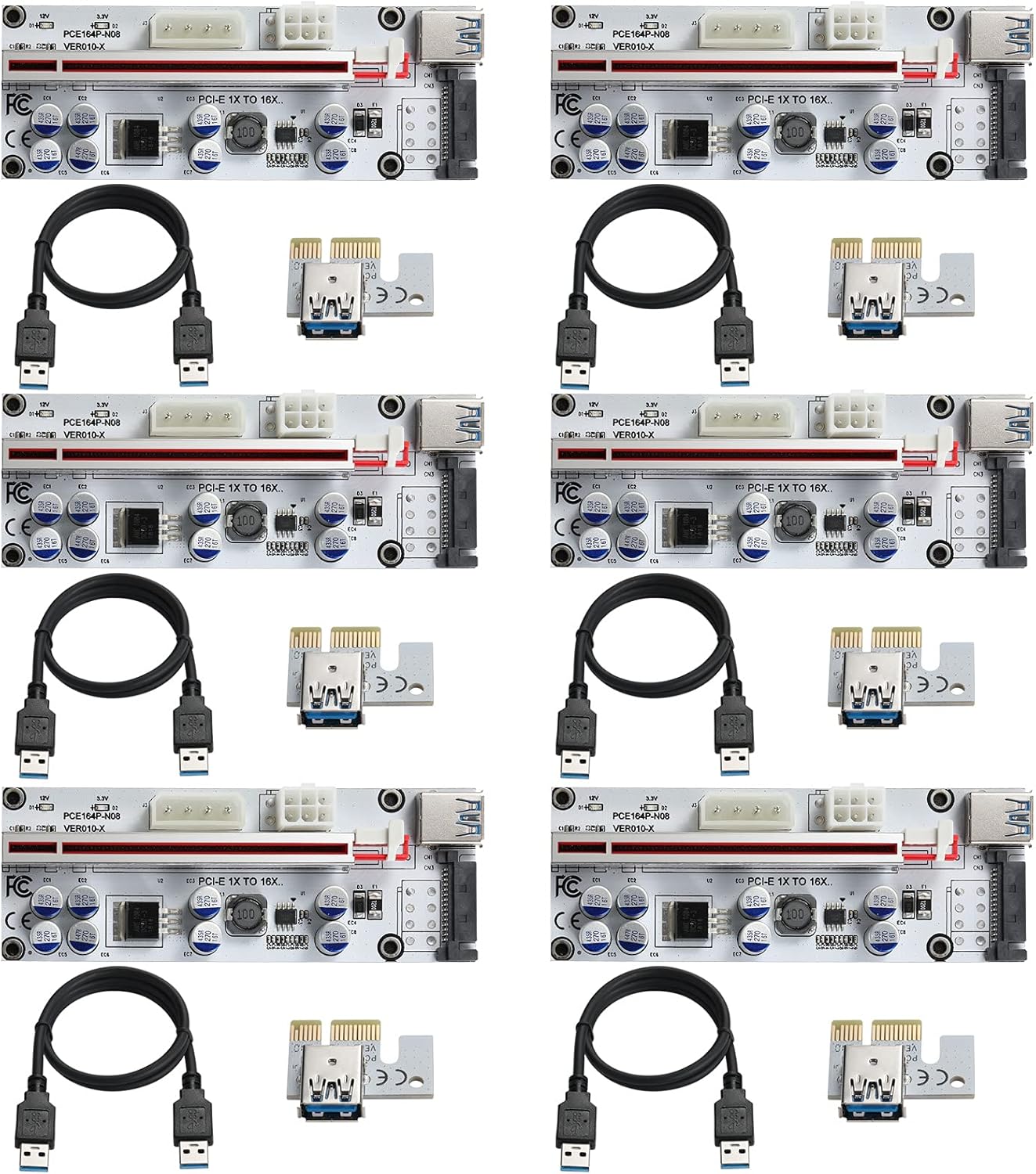PCI-E 1X Adapter Card, 3 Upward + 2 Right Output USB 3.0 Interface, 5 Pack R3139