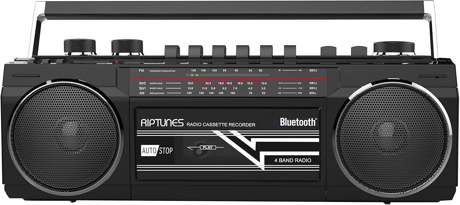 Black Pack of 2 Cassette Boombox with Radio X32759