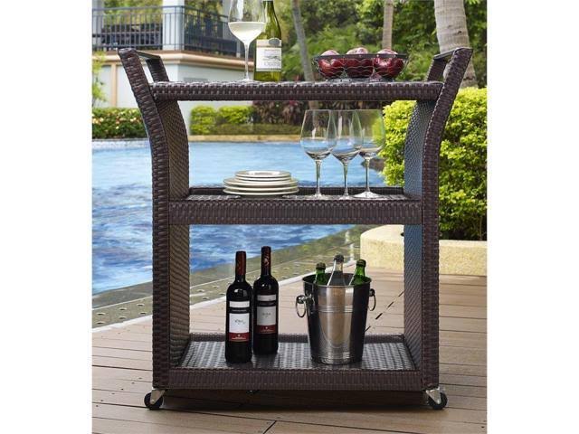 Brown Wicker Bar Cart P76387