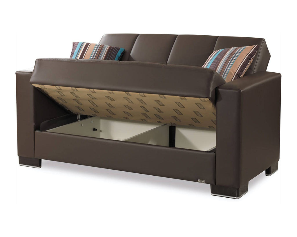 Brown PU Leatherette Loveseat I697