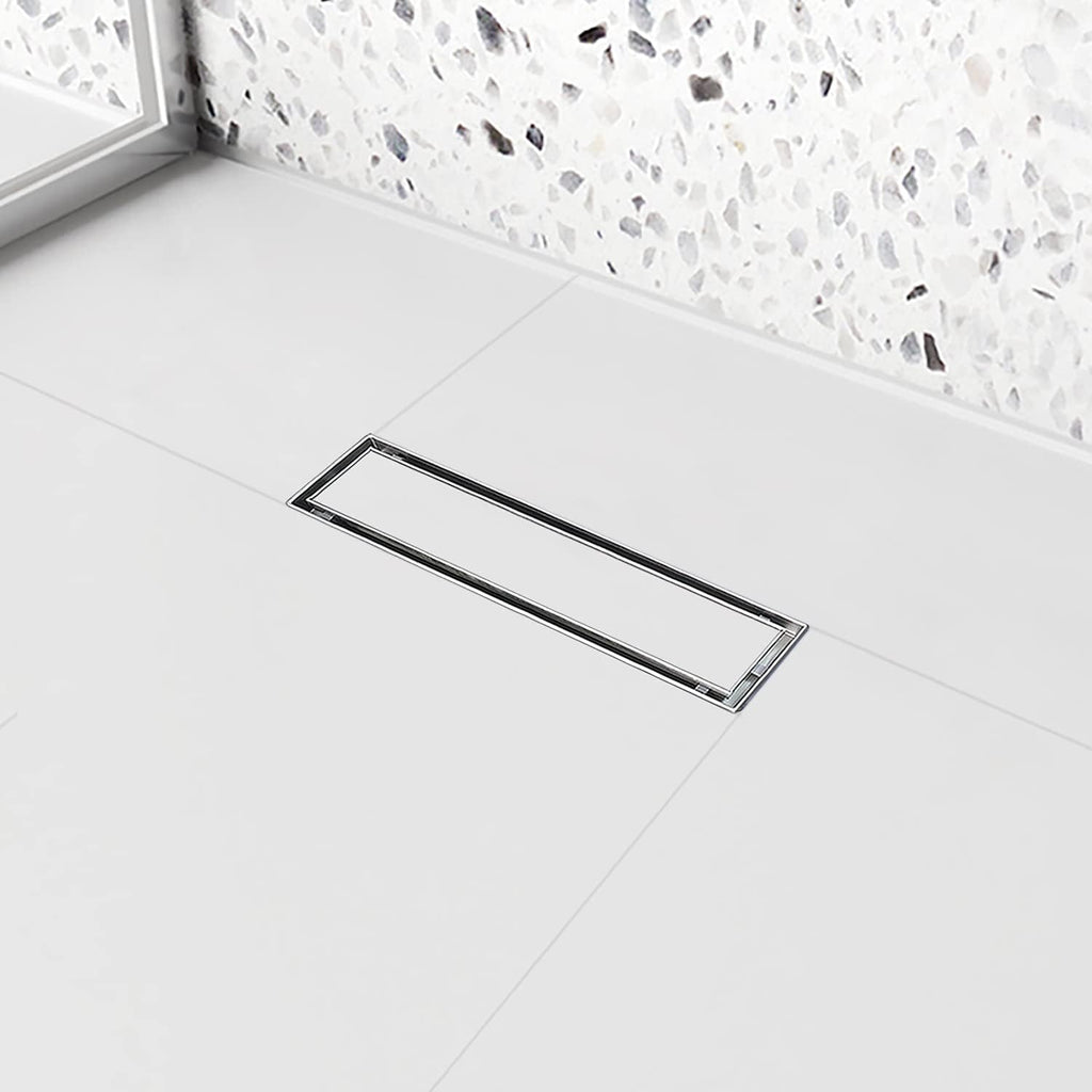 Linear Shower Drain 24 inch with Tile Insert 2-in-1 Panel, Brushed 304 Stainless Steel, Pack of 2 Y71964