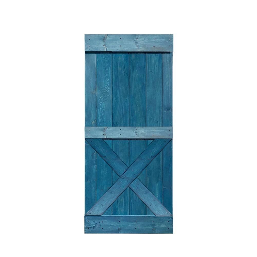 Walnut Stained Solid Knotty Pine Wood Interior Sliding Barn Door Slab H31866