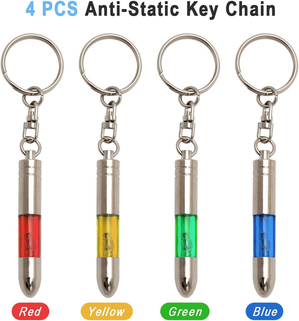 4 Packs Car Static Human Body Static Eliminator Discharger Keychain ESD Tool Sets T4954