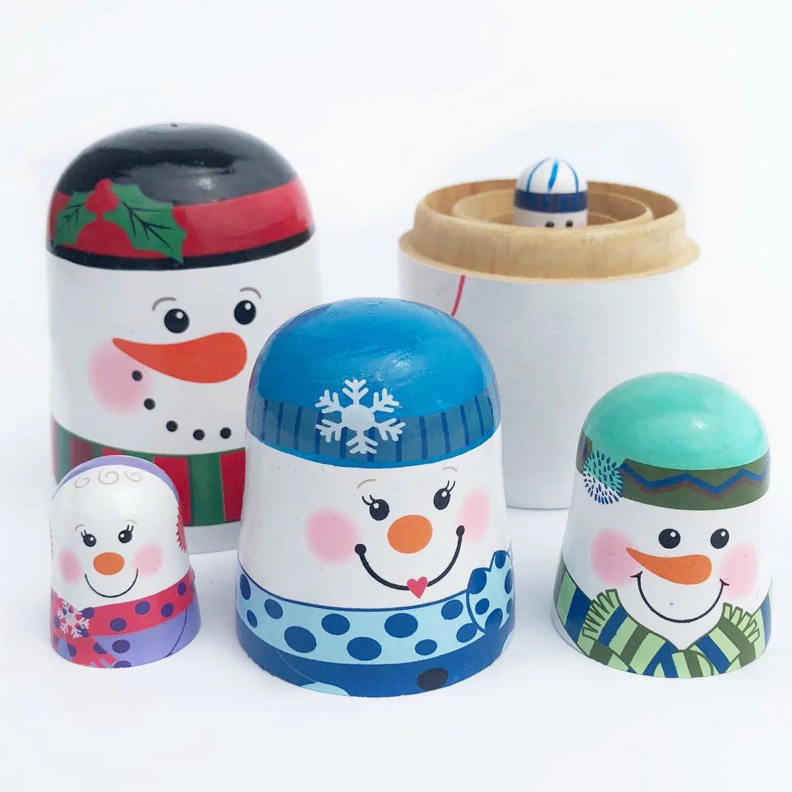 5-layer Snowman Nesting Dolls Matryoshka Wooden Toys U6083