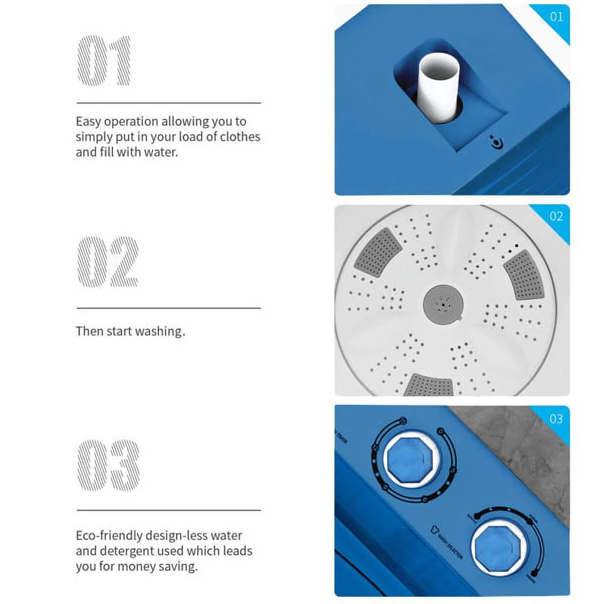 Semi-automatic Twin Tub Washing Machine, White&Blue M828