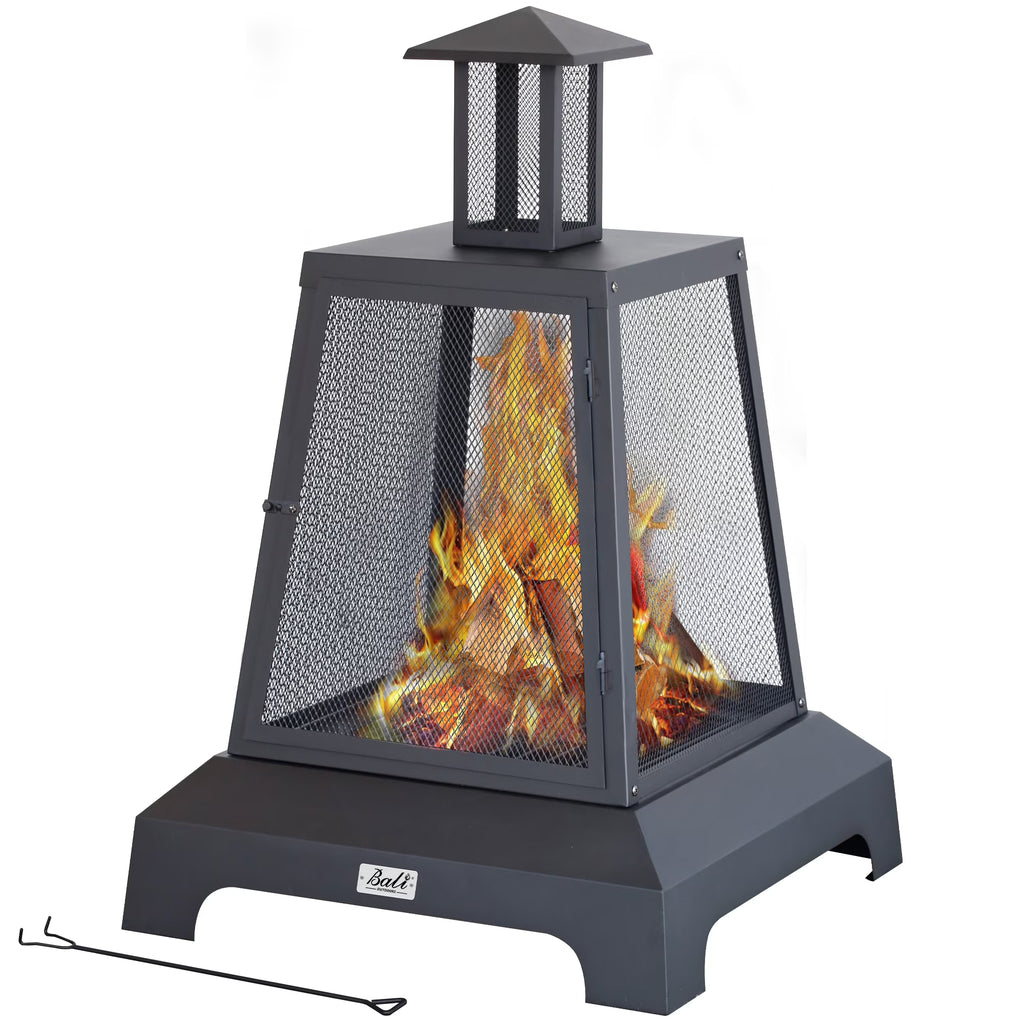 Black Steel Wood Burning Fire Pit Chimenea F191