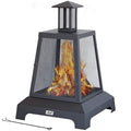 Black Steel Wood Burning Fire Pit Chimenea F191
