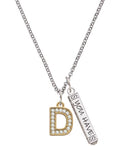Goldtone Crystal Initial Bar Charm Necklace, 23" R5002