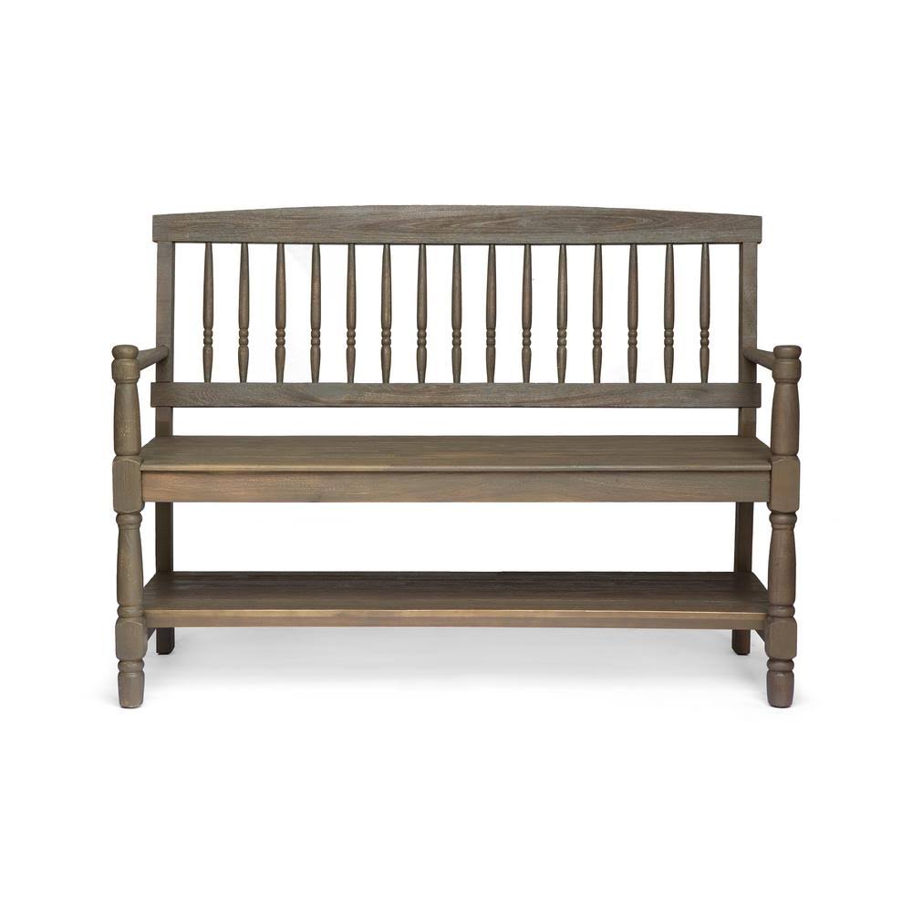 Gray Acacia Wood Bench with Shelf S953