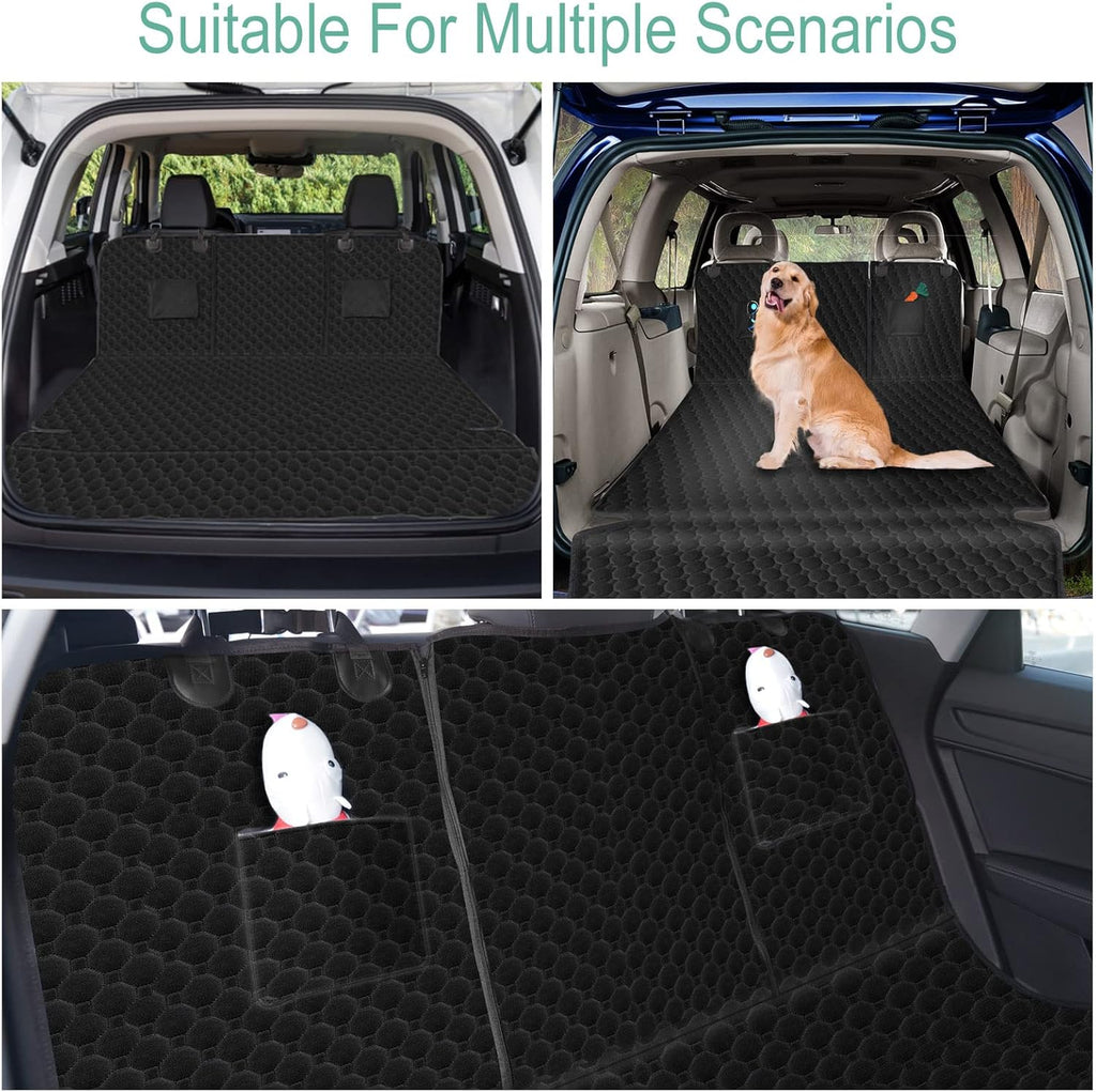 Black Waterproof Oxford SUV Dog Cargo Liner with Zippers and 2 Pockets S504