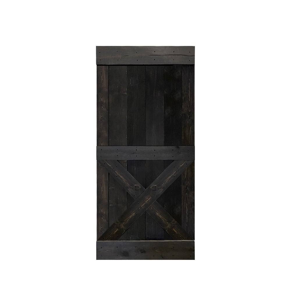 Walnut Stained Solid Knotty Pine Wood Interior Sliding Barn Door Slab H31866