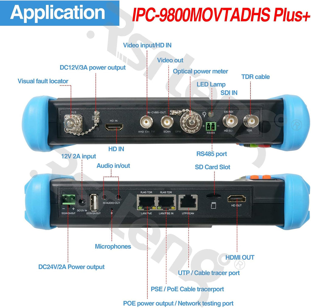 7-inch IPS Touch Screen CCTV Tester with HD-TVI HD-CVI AHD SDI IP Camera Support POE WIFI 4K H.265 HDMI Z50247