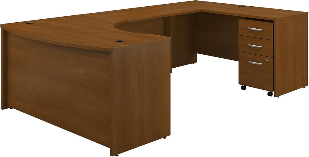 Mocha Cherry U Shaped Desk with Mobile File Cabinet Y686