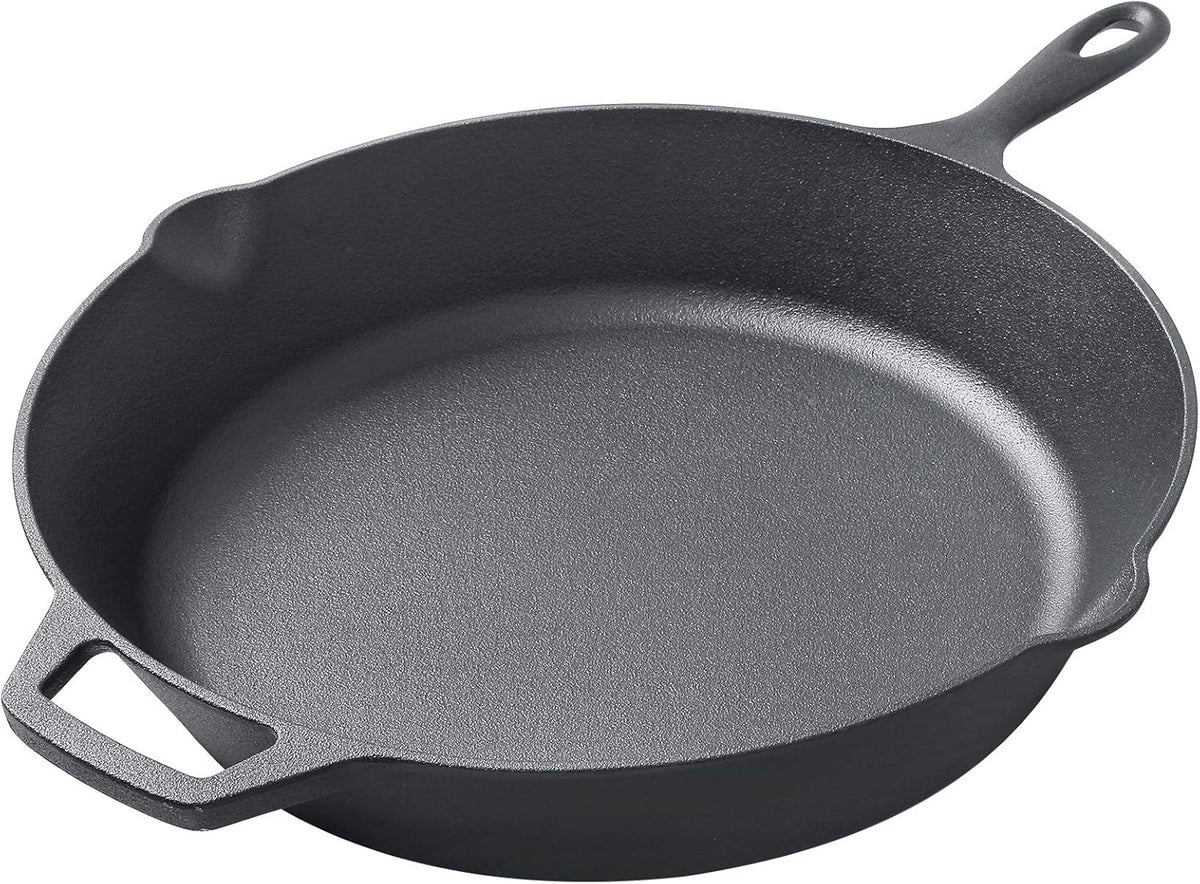 Pre-Seasoned Cast Iron 15 Dual Handle Frying Pan F8976