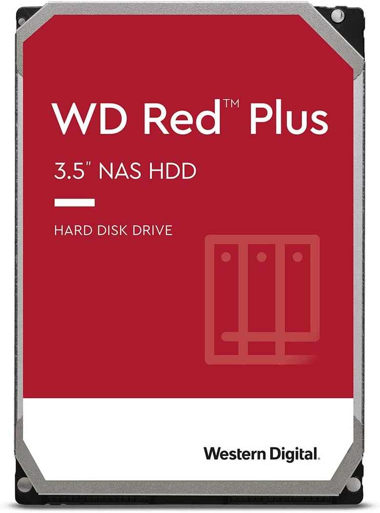 6TB WD Red Plus NAS Internal Hard Drive HDD - 5640 RPM, SATA 6 Gb/s, CMR, 128 MB Cache, 3.5 W2742
