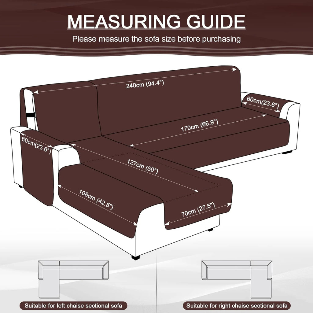 Large/Chocolate Waterproof L Shaped Sofa Covers 3pcs J222410