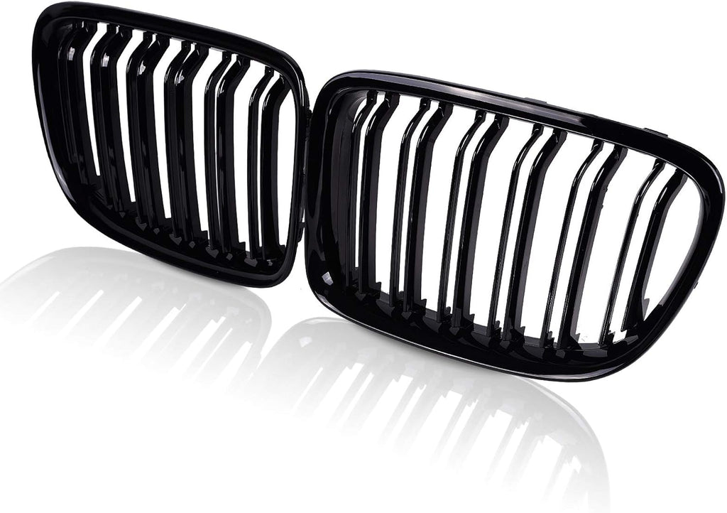 Glossy Black Front Hood Kidney Grille Sport Grill Replacement Dual Slat Pack of 2 Q524
