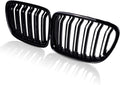 Glossy Black Front Hood Kidney Grille Sport Grill Replacement Dual Slat Pack of 2 Q524