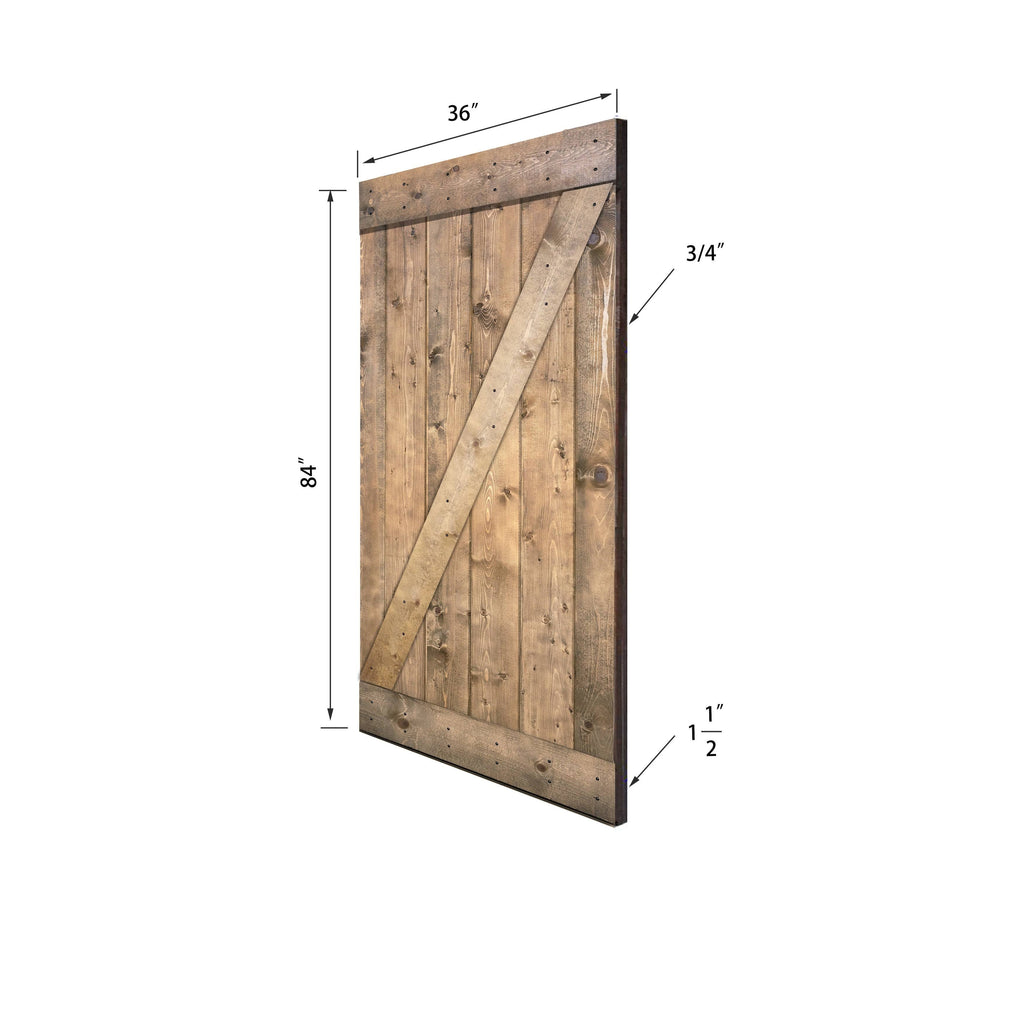 Red Oak Paneled Wood Barn Door with Installation Hardware Kit W783727