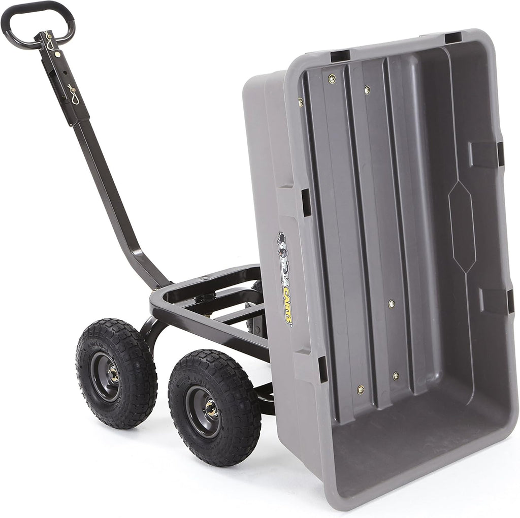 Poly Garden Dump Cart with Steel Frame and 10 Pneumatic Tires, 800-lbs. Capacity, Gray T526984