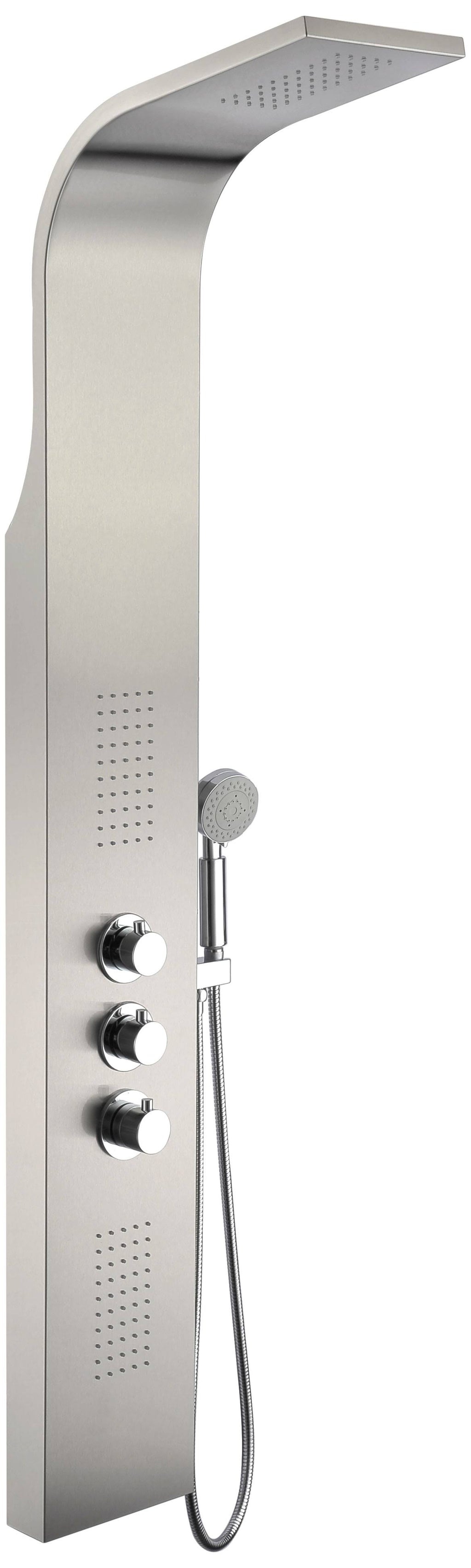 Brushed Stainless Steel 2-Jetted Shower Panel with Heavy Rain Shower and Spray Wand J71095