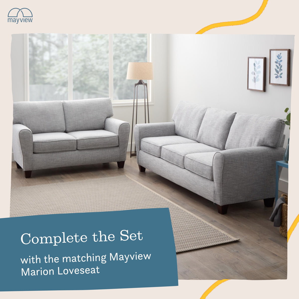 Light Gray Rolled Arm Fabric Sofa I56689
