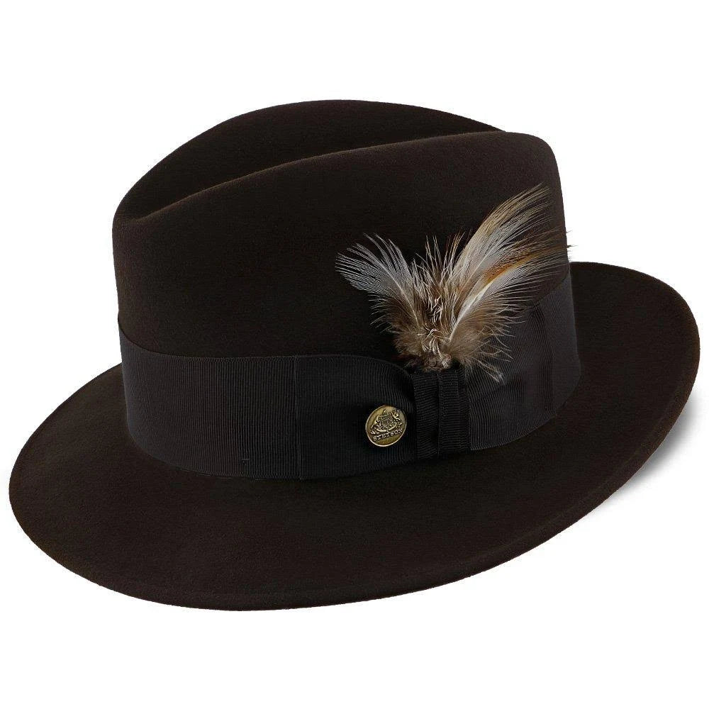 Size 7 Caribou Fur Felt Fedora Hat E7773