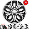 Black and Silver 16-Inch Wheel Hub Cover Set of 4 D4471