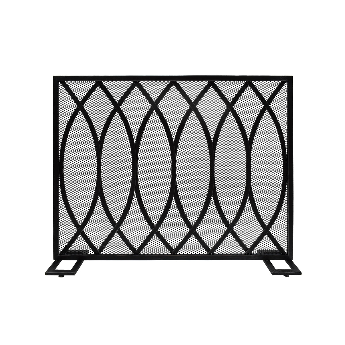 Black Brushed Silver Iron Firescreen A101826