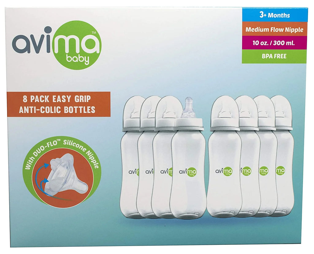 10 oz Anti Colic Baby Bottles, BPA Free, Standard Neck, Medium Flow Nipples (Set of 8) H218573