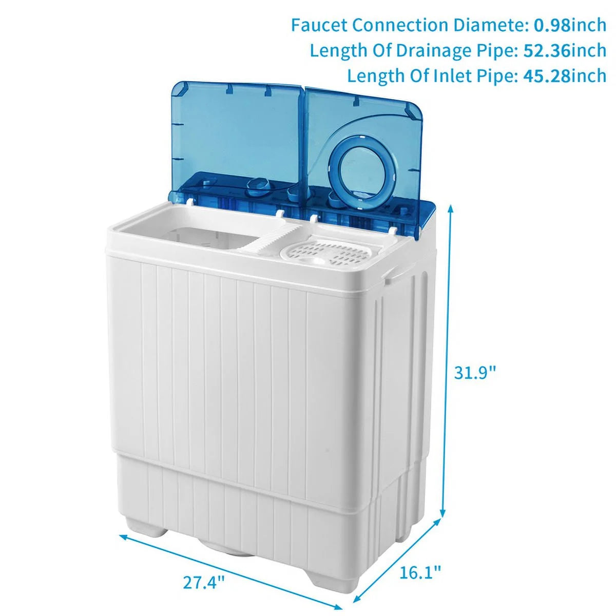 Semi-automatic Twin Tub Washing Machine, White&Blue M828