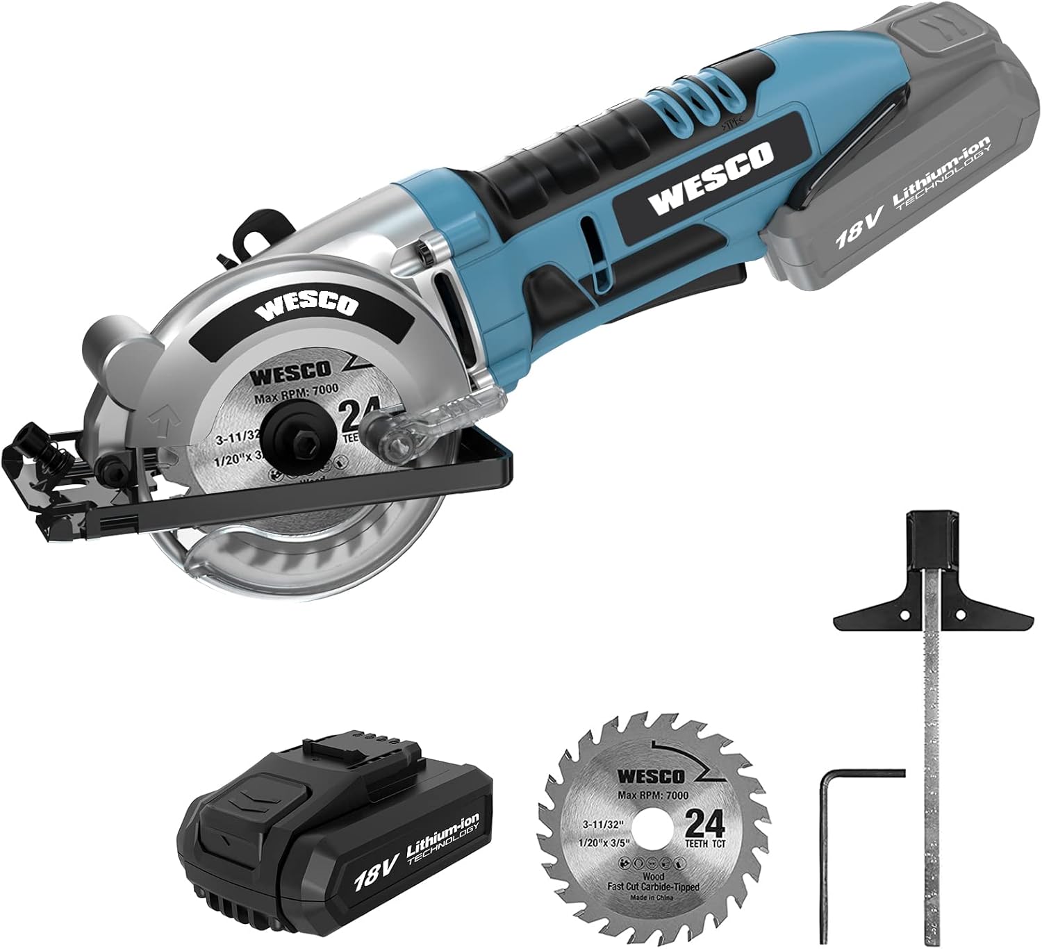 Cordless Mini Circular Saw with 2.0Ah Battery and Fast Charger D72604