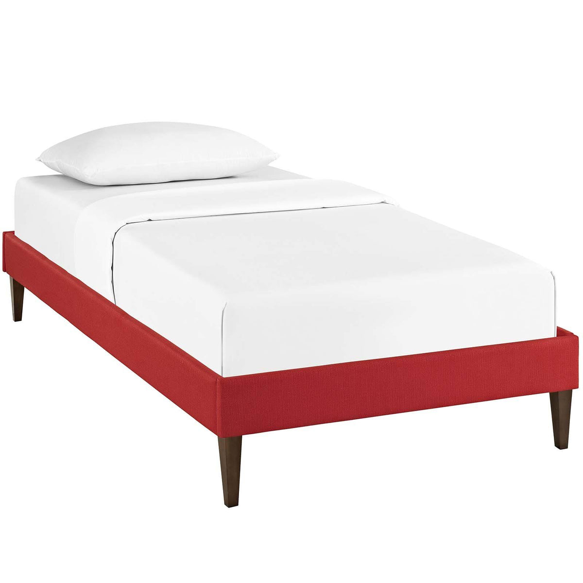 Twin Fabric Bed Frame with Squared Tapered Legs, Light Gray K8997