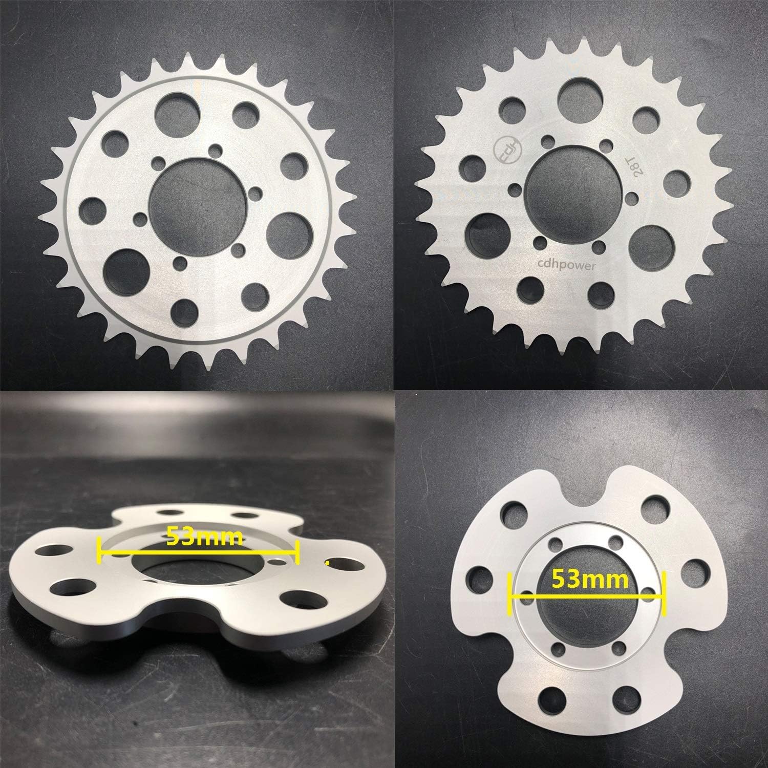 Disc Brake Rotor Adapter and 28T Sprocket for Gas Motorized Bicycle Pack of 2 H2302