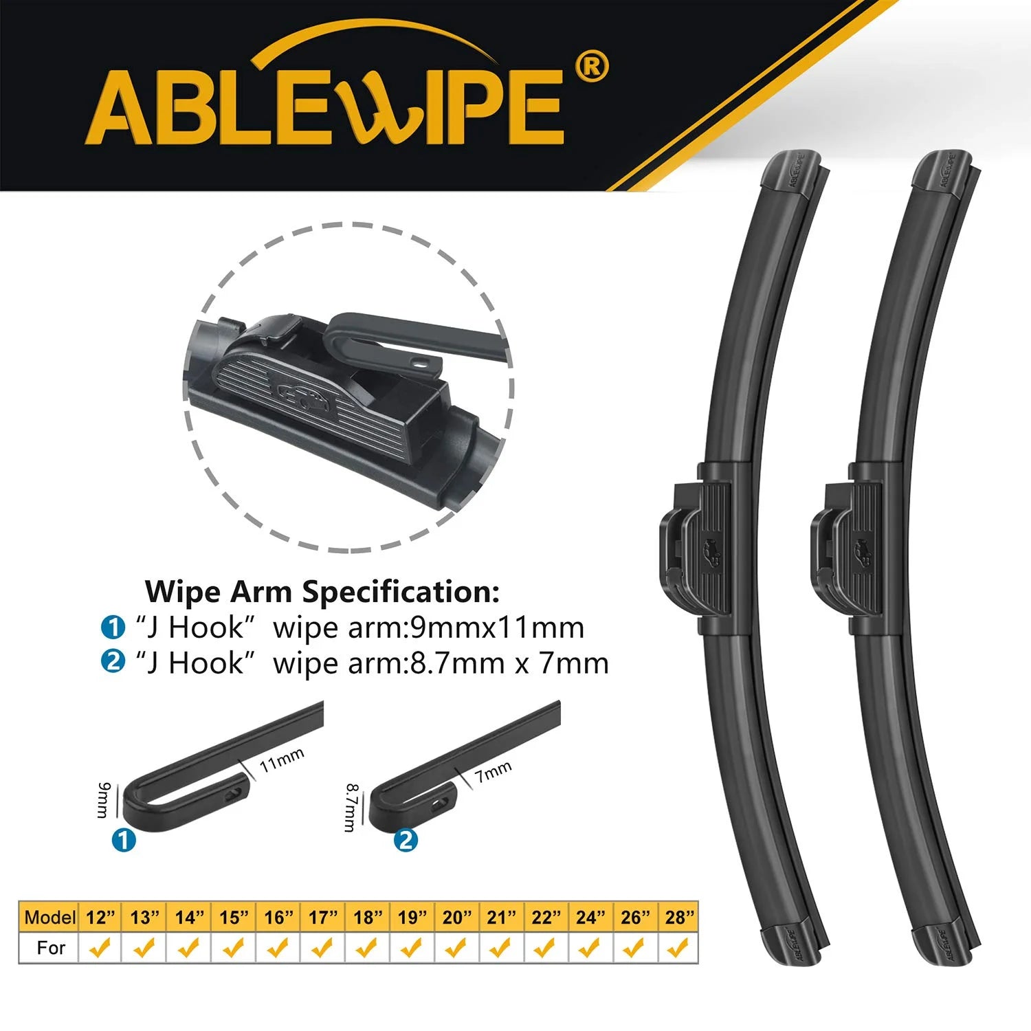 22" + 21" Windshield Wiper Blades Set of 2 Y1688